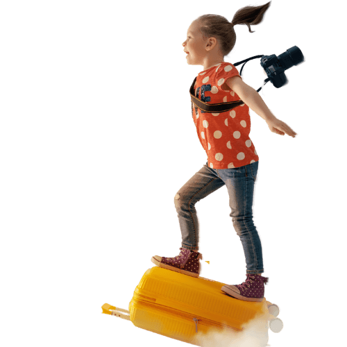 Fly girl with suitcase